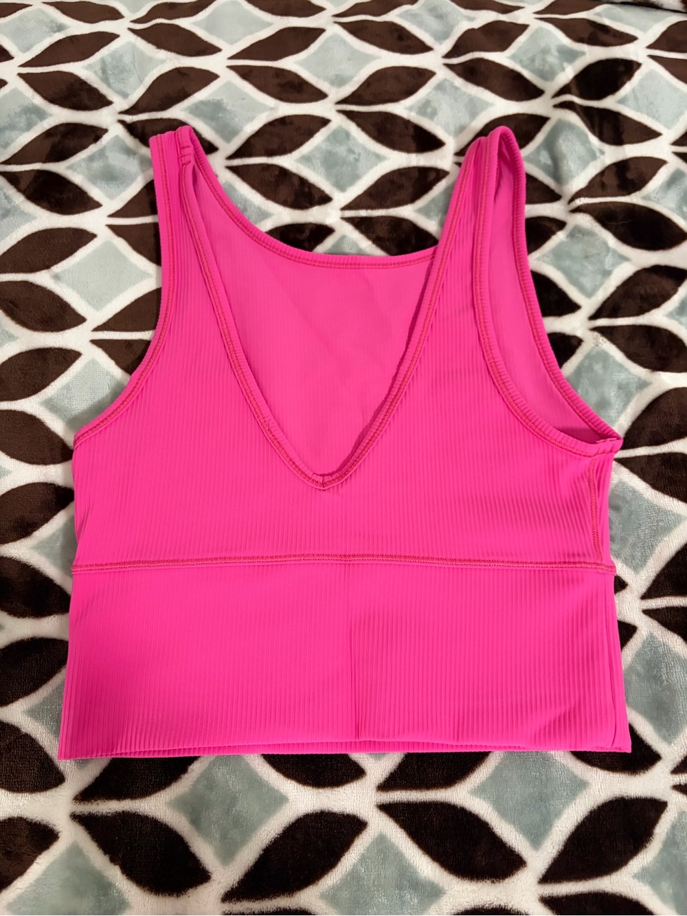 Lululemon Pink Ribbed V-Neck Crop Tank Top